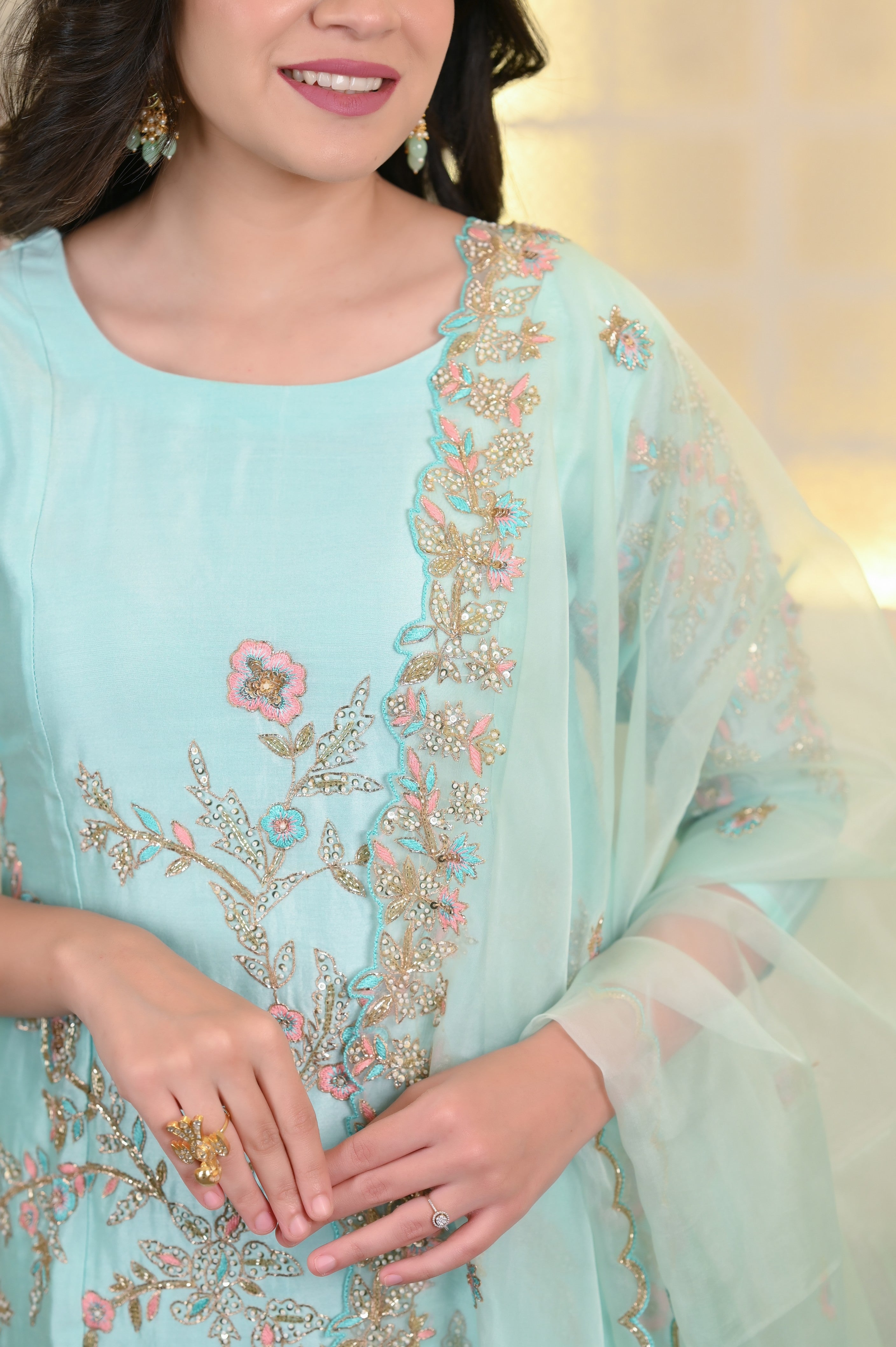 Aqua Blue Sharara Set