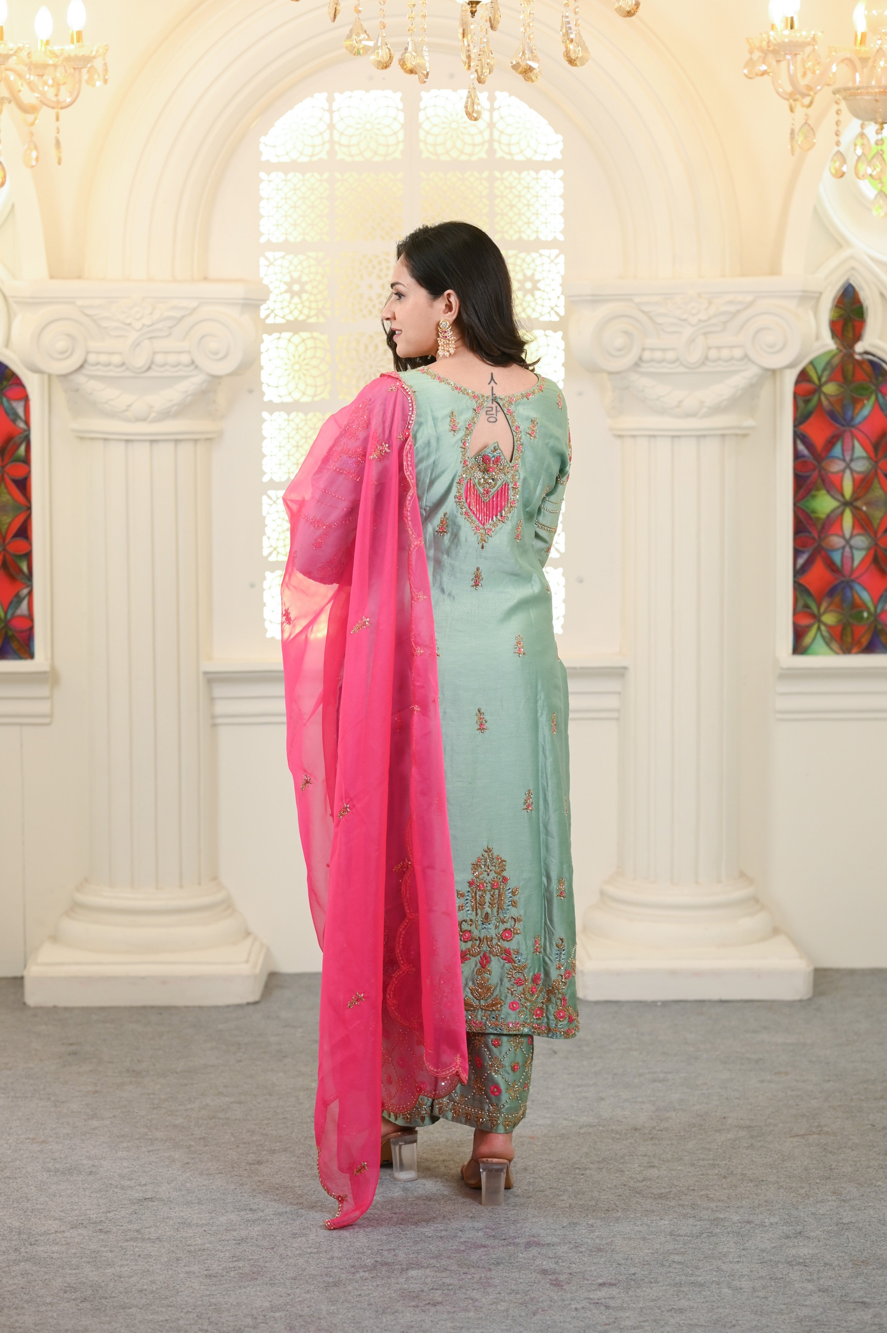 Pista Green Kurta Set with Duppata