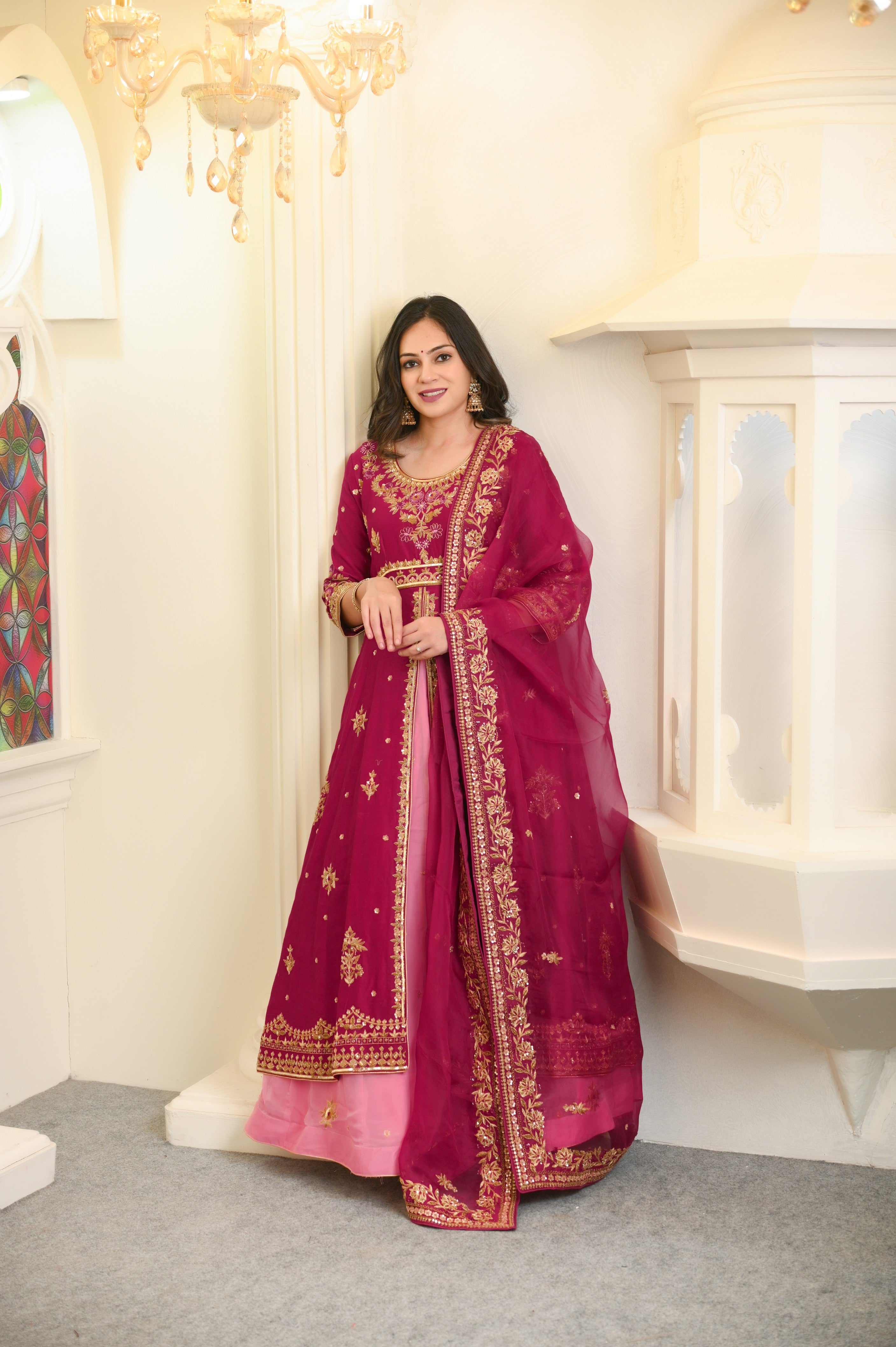 Falsa Chanderi and Organza Embroidered Lehenga Set