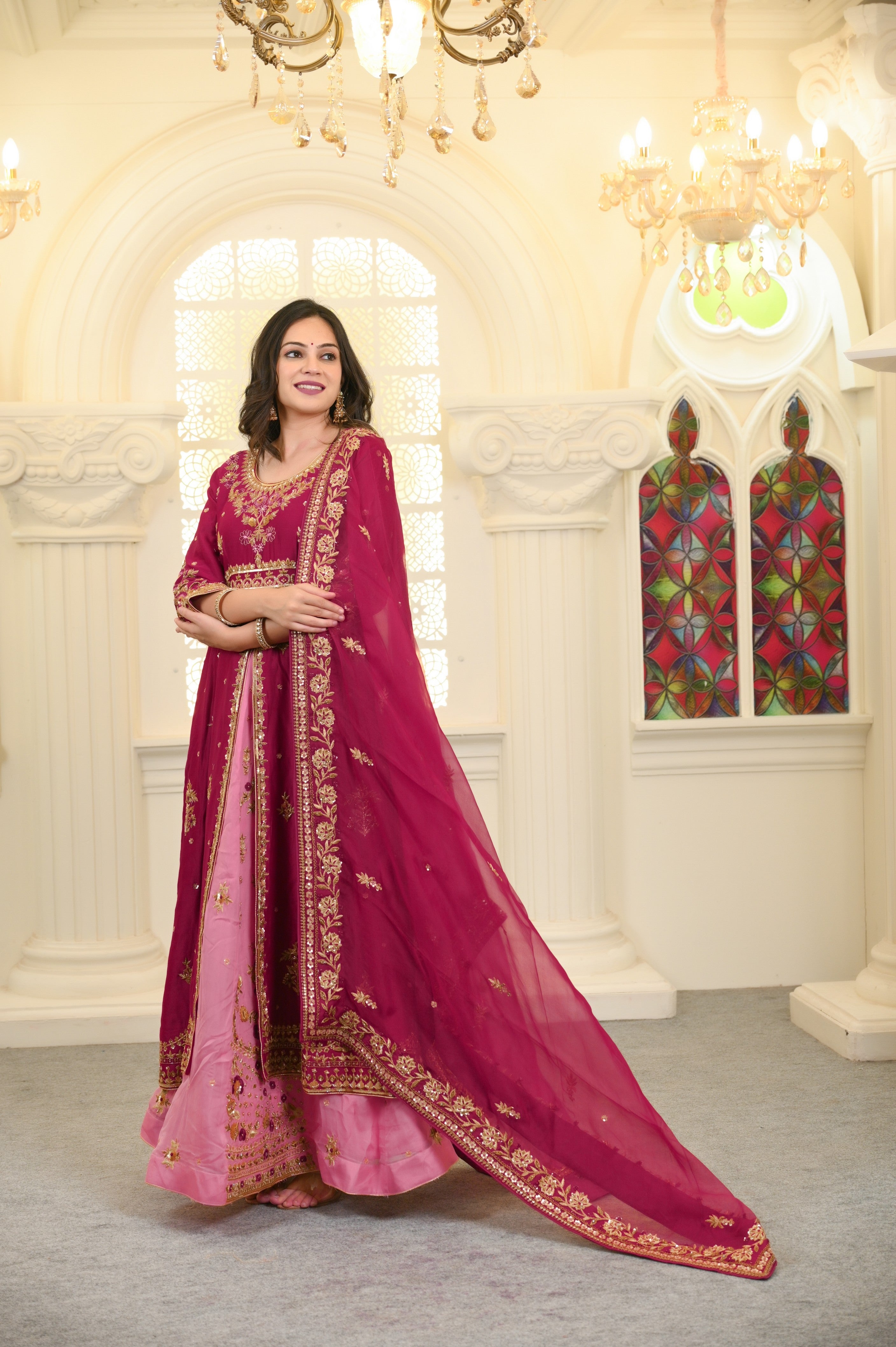 Falsa Chanderi and Organza Embroidered Lehenga Set