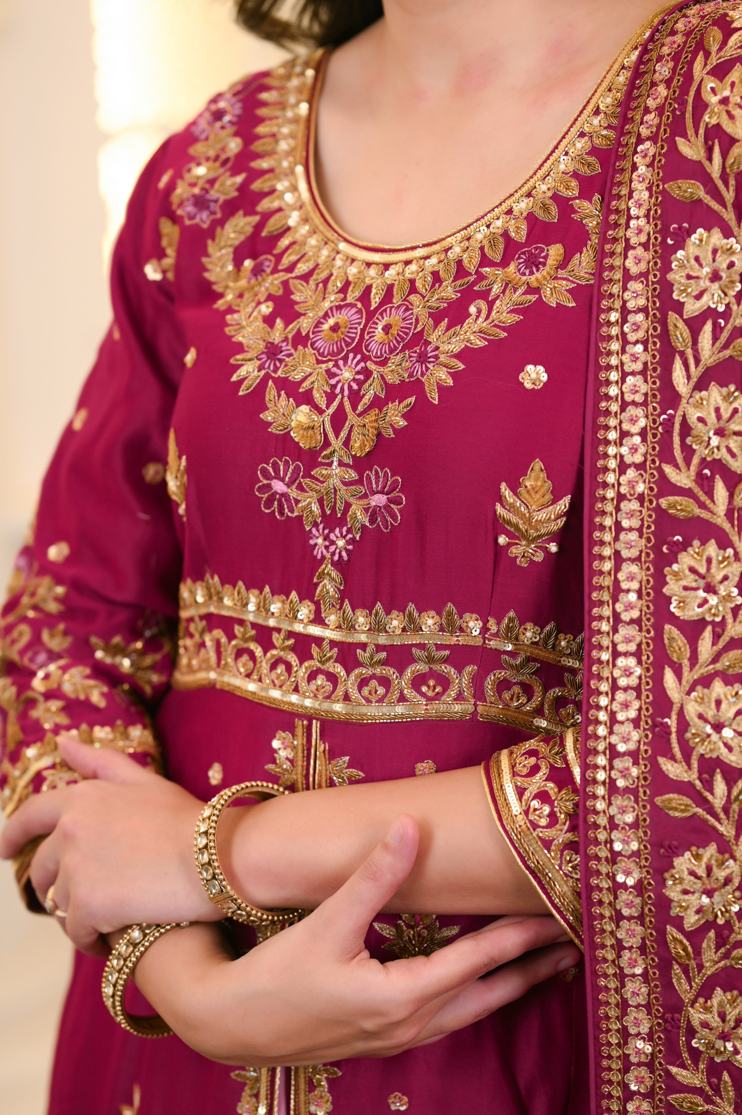 Falsa Chanderi and Organza Embroidered Lehenga Set