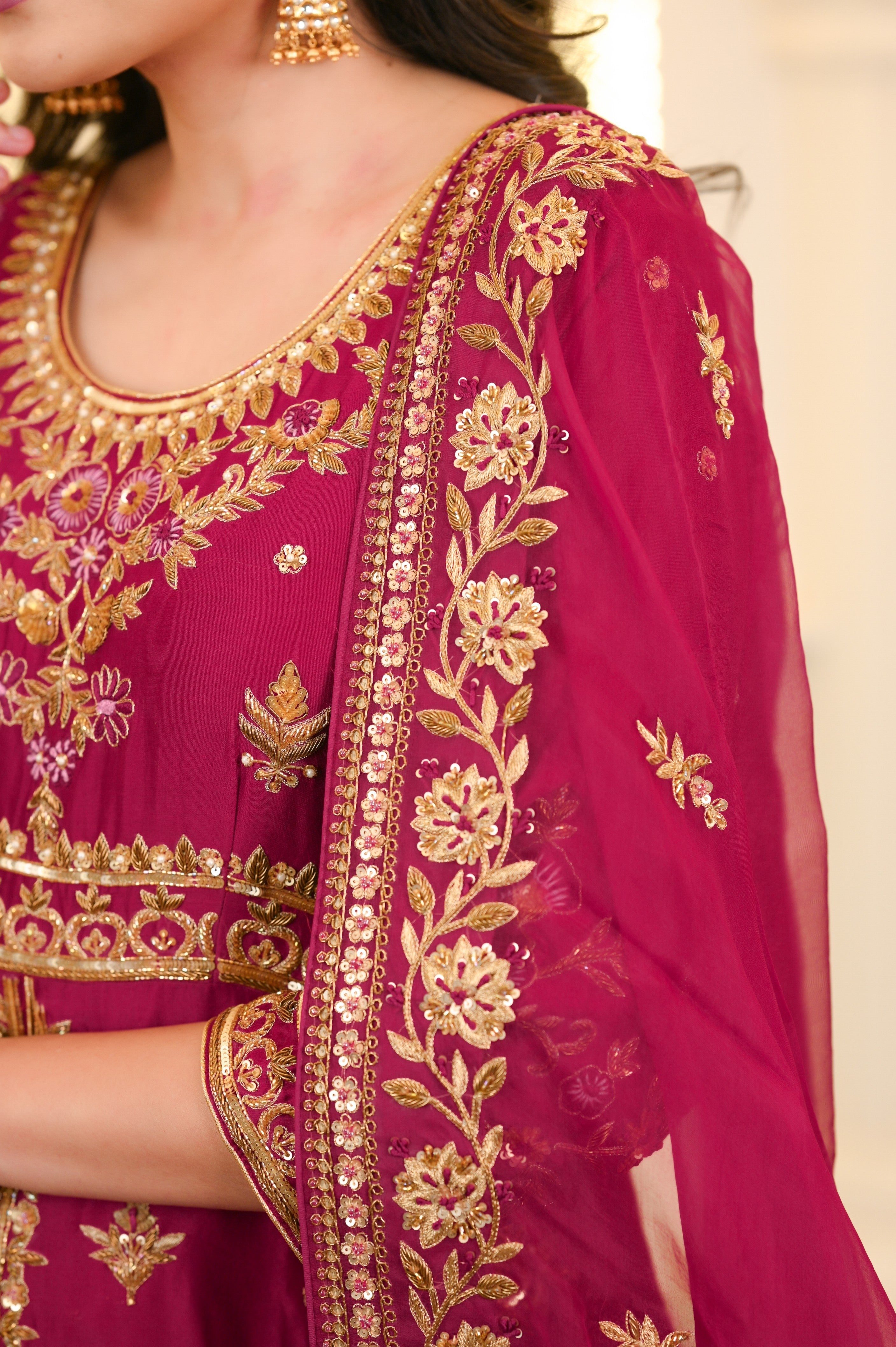 Falsa Chanderi and Organza Embroidered Lehenga Set