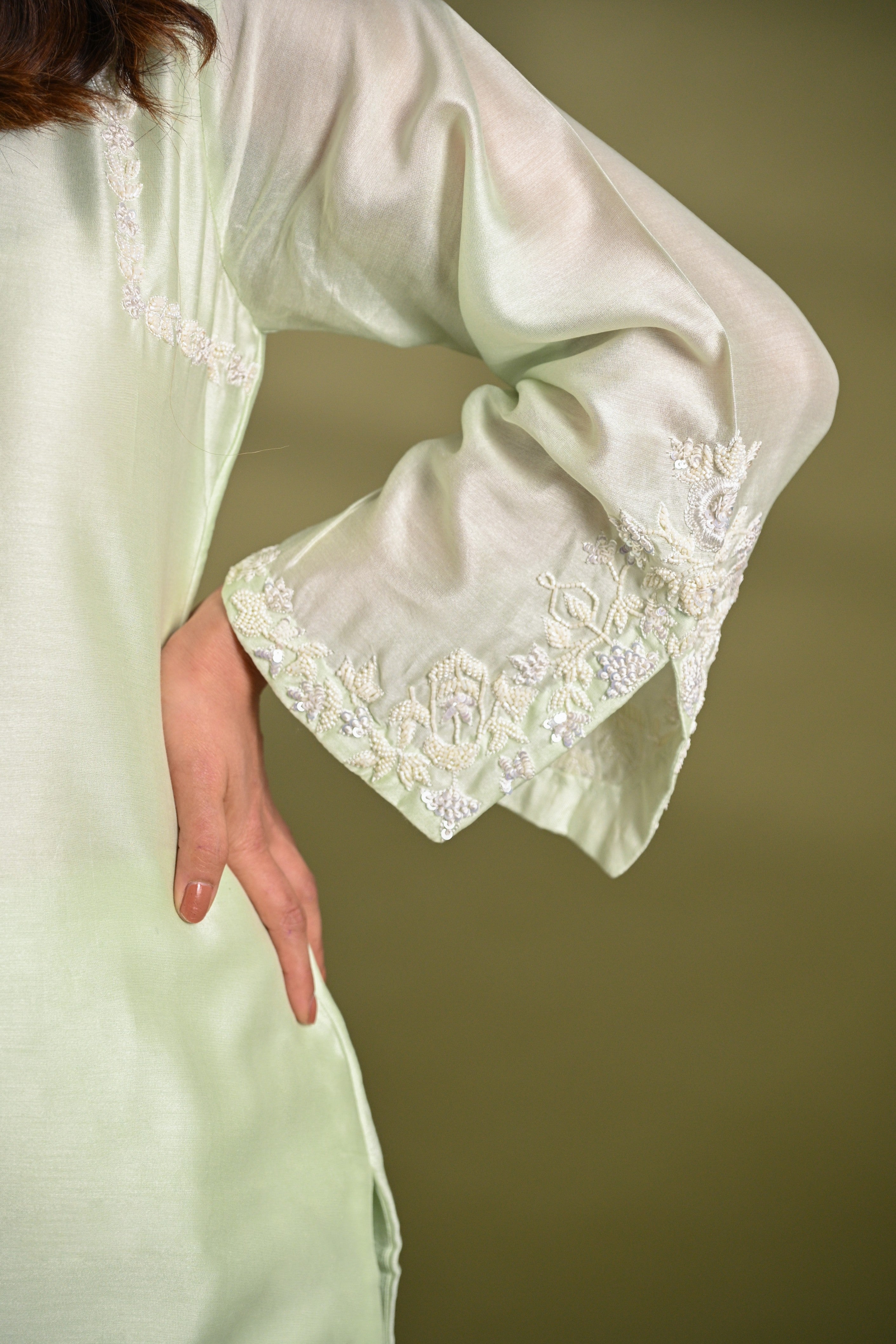 Pastel Mint Green Kurta and Pant Set