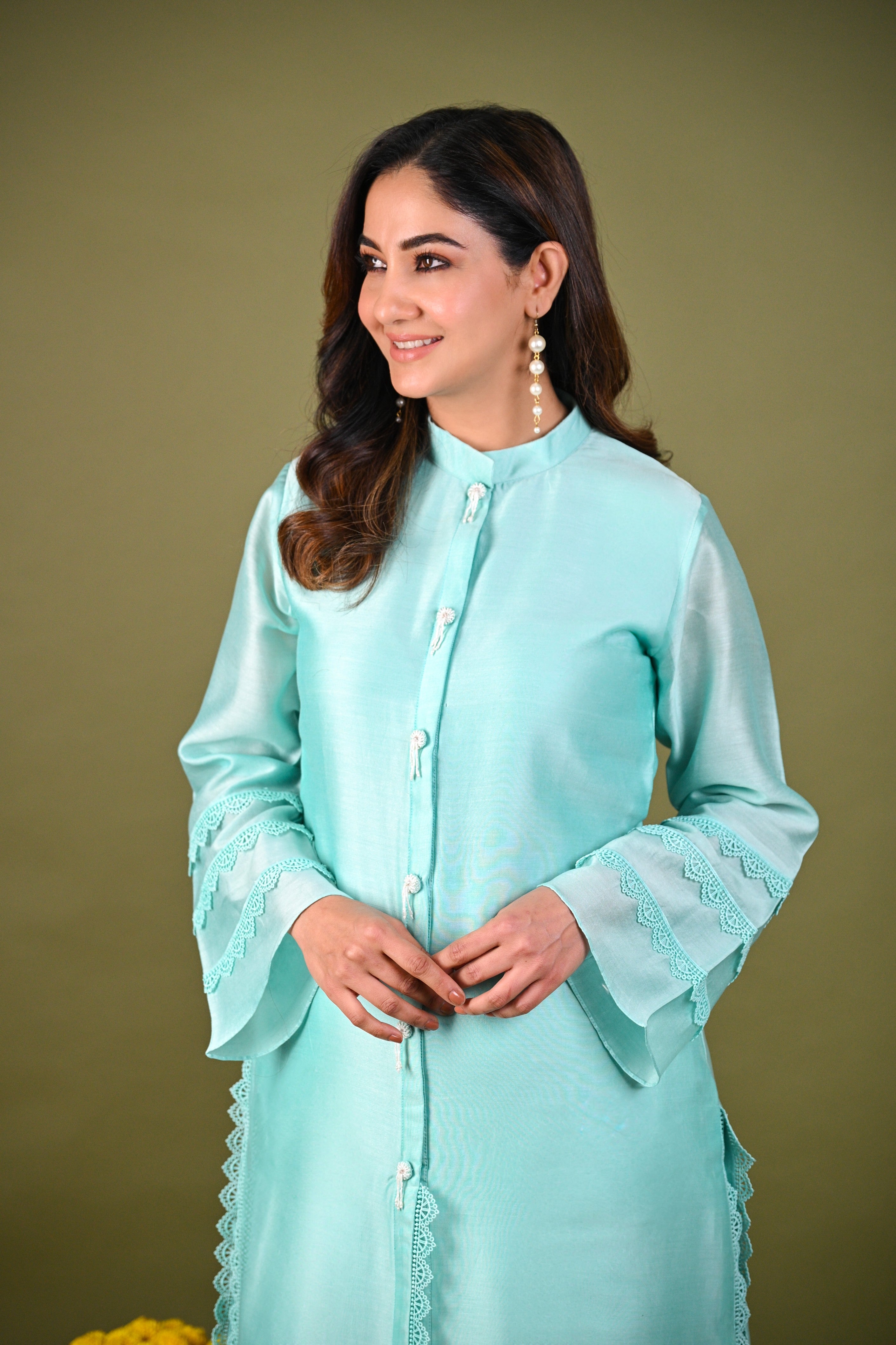 Aqua Blue Kurta and Pant Set